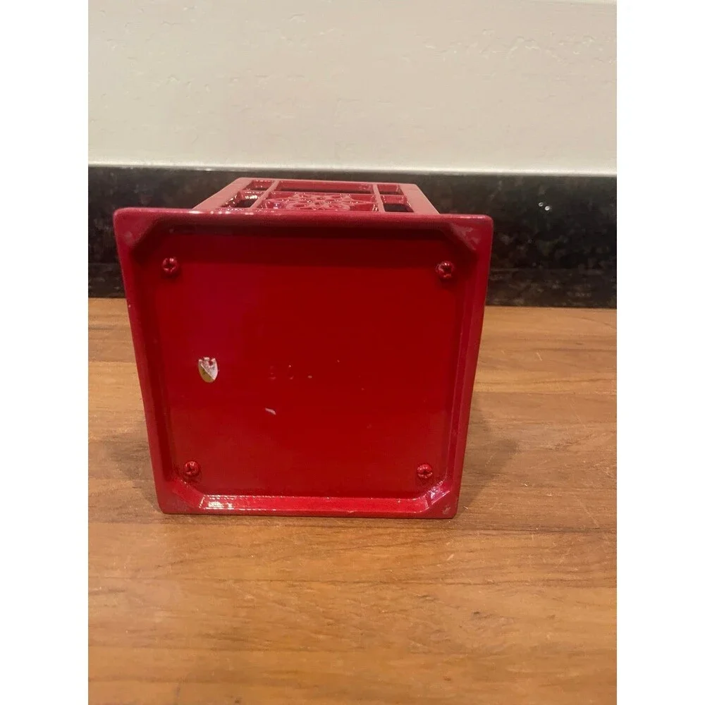 Cherry Red Enamel Cast Iron Counter Utensil Holder